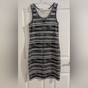 Rachel Rachel Roy Striped Knit Tank Mini Dress Black White Grey Chic Modal SZ L